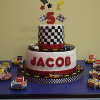 Hot Wheels Buttercream with fondant black/white tiles and fondant accents