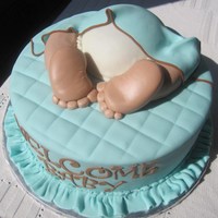 Baby Rump Shower Cake My version of the baby rump cake which has become very popular. 10" round covered in fondant, half of the wilton ball pan for the rump...