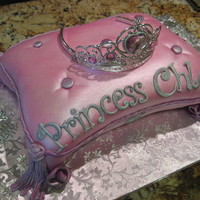 Satin Pillow Princess Birthday Cake Electric Pink Americolor gel color for the pillow, fushia for the tassels, trim, and buttons. PME edible luster spray in Pearl for the...