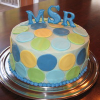 Dot And Monogram Baby Shower Cake This dot pattern matched the crib set, and the monogram was of the unborn baby's initials! Royal icing.