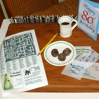 Crossword Puzzle Birthday Cake This was my mother's 80th birthday cake (7/25/10). It is a vignette of her breakfast table (fondant decorated in woodgrain) ~ her...