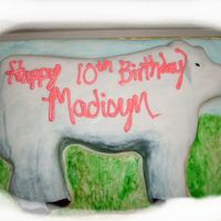 Silver Cow Decorated with Fondant Icing and Hand Painted with Gel Food Coloring.