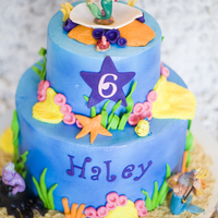 The Little Mermaid This was a cake made for my niece. Covered in buttercream and then airbrushed to give a water look. All decorations are made from fondant,...