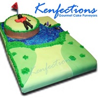 Tiger Woods Golf Cake The fairway is golden vanilla cake covered in our secret recipe butter cream icing and topped with fondant as well as piping gel. The...