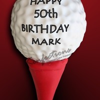 Golf Ball Themed Cake The scale is not very clear but this cake served over 45 guests and required us to make a round cake mold big enough to bake it in.