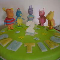Backyardigans Cake Decorated with fondant, and marzipan figures. tfl