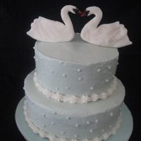 Swan Cake BC with fondant swans.