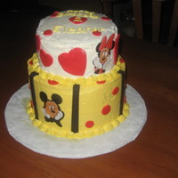 Mickey And Minnie Cake Mickey and Minnie Mouse Cake. Used cricut to cut the Mickey/Minnie heads.All buttercream, except for gum paste Mickey/Minnie heads. Thanks...