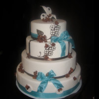 Teal And Brown Dummy cake for my bridal show. First time using the Cricut machine. of course after watching Linda McClure DVD.Gum past hydrangeas and I...