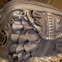 Bebe Silver Ruffled Handbag This is a replica of a customers actual handbag. Airbrushed with silver metallic luster.