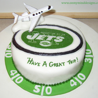 Farewell Cake For A Friend Chocolate cake with buttercream icing and MMF fondant. Logo is a buttercream transfer.