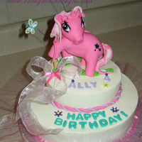 Ally's My Little Pony Cake Ally's favorite is Pinkie Pie. Chocolate cake with buttercream icing. Pony is MMF and gumpaste.