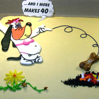 40Th Cake for a friend. Vanilla with raspberry filling and buttercream icing. Everything is hand made except the candy in the hole.