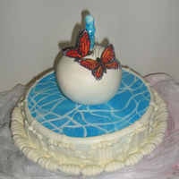 Fontain Of Love Chocolate cake/ganache, MMF, gumpaste butterflies. TFL :)!