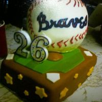 Atlanta Braves Mini Field Cake The Ball is made from rice crispy treat. Finished in fondant!