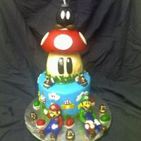 Super Mario Bros Cake Fondant finish and details. Th bomb it styrafoam