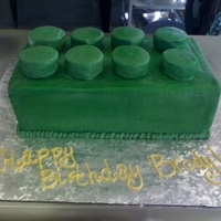 Lego Cake Birthday cake for a little boy. Mom said he was very particular about the Lego Brick, had to be green with 8 knobs. I got the dimensions of...