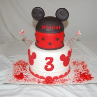 Minnie Mouse Theme Cake I made this cake for my daughter's 3rd birthday. She has been requesting a Minnie Mouse cake for months.