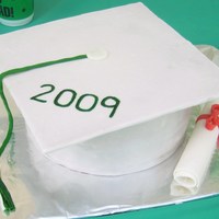 Graduation Cap And Diploma Cake This cake was made out of fondant/gumpaste to cover the entire cake. Diploma is edible.