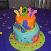 Second Birthday Butterfly And Flower Cake Saw a cake like this here on CC and it matched my little girls party dress :) Covered in all butter cream w/fondant accents, I had issues...