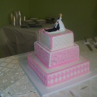 Pink And White Wedding Cake This was my first wedding cake, and first square cakes, I think they were ok but could've been better