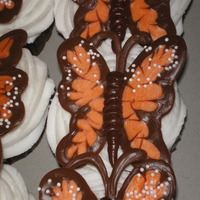 Monarch Butterfly Cupcakes Chocolate cake, buttercream icing and chocolate butterflies