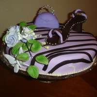 Diva Cake Cake in fondant and zebra patterns, shoe and purse.
