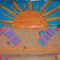 Luau Birthday Cake Fondant accentsm graham craker sand