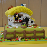 Snow White Maderia, buttercream and fondant Snow White cottage, adapted from a Debbie Brown cake.