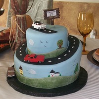 Classic Cars This cake was made for an 80th birthday. The cards matched the saying at the top "Cruising to 80". Had painted accents on the...