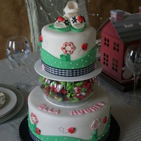 Ladybugs! This cake was based off of the babies crib sheet theme. Thought we would make it a bit more interesting by adding the globe. The center...