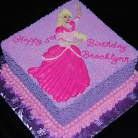 Princess Genevieve - 12 Dancing Princesses Cornelli lace (sort of - kind of tight and squiggly - but I wanted it that way). Buttercream piping for Genevieve. I used edible markers...