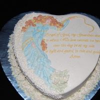 Guardian Angel This cake sets a new record for the LONGEST decorating time for me. Took me most of the day. 10" heart cake with buttercream icing and...