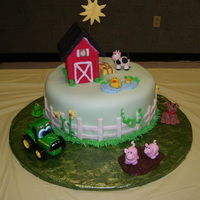 Farm Cake Just another Farm cake but I was very proud of this one. Made for my grandsons 2nd birthday. Everything was edible expect the tractor. TFL...