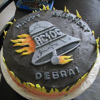 Hells Bells AC/DC Birthday cake. Buttercream with fondant accents.