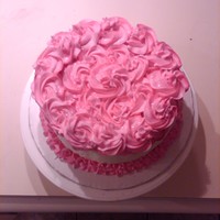 Pink Big Rossettes Idea out of a wilton book. last minute cake for a girl at my husband's work.