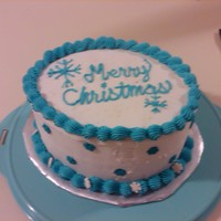 White And Blue Snowflake Cake White and blue snowflake cake done for my daughter's class's Christmas party. Sadly, it was on a seperate table so no one touched...