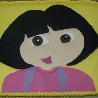 Dora My attempt at "Dora" for a friends grandaughter's birthday. A chocolate cake covered with buttercream and i cut out all Dora...