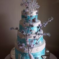 Winter Wonder Land This tiffany blue & snowflake cake makes you just want to love the blistery cold winter snow. Burrr!!!!