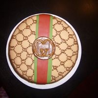 Gucci Theme Birthday Cake gucci theme birthday cake with piped gucci logo & design =) i know there are flaws but live & learn haha =)