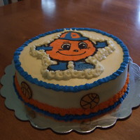 Syracuse Basketball Cake This was a grooms cake for a Syracuse fan...red velvet with vanilla mousse and Italian Meringue Cream Cheese frosting recipe from this site...