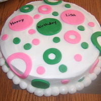Pink And Green Polka Dot Cake 
