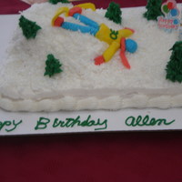 Skiing Birthday Cake My daughter's boyfriend ended up like this after a skiing trip...so I thought I would just rub it in a little on his birthday cake.