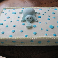 Blue Elephant Baby Shower The elephant is made of fondant, the polka dots are royal icing.