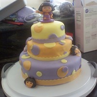 Dora The Explorer Made with fondant. The Dora doll is plastic.