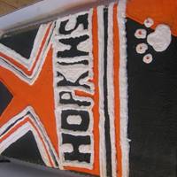 Cheerleading Uniform This cake is made to look like the top of a cheerleading uniform. I didn't like the way the name looks, but practice makes perfect.