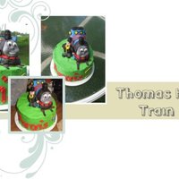 Thomas The Train The cake is chocolate covered in buttercream. Thomas is rice krispies covered in fondant and Sir Topham hat is all fondant with some...
