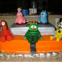 Yo Gabba Gabba Cake My friend and I made this cake for her grandson's 2nd birthday. The icing arround the layers is still missing, she did it at her house...