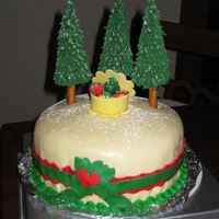 Christmas Cake With Trees It has mmf with trees made out of pretzel rods and waffle cones.