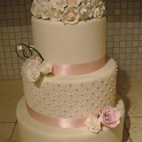 Pink And White Wedding Cake This is my 1st wedding cake - the tiers are dummies for practice.